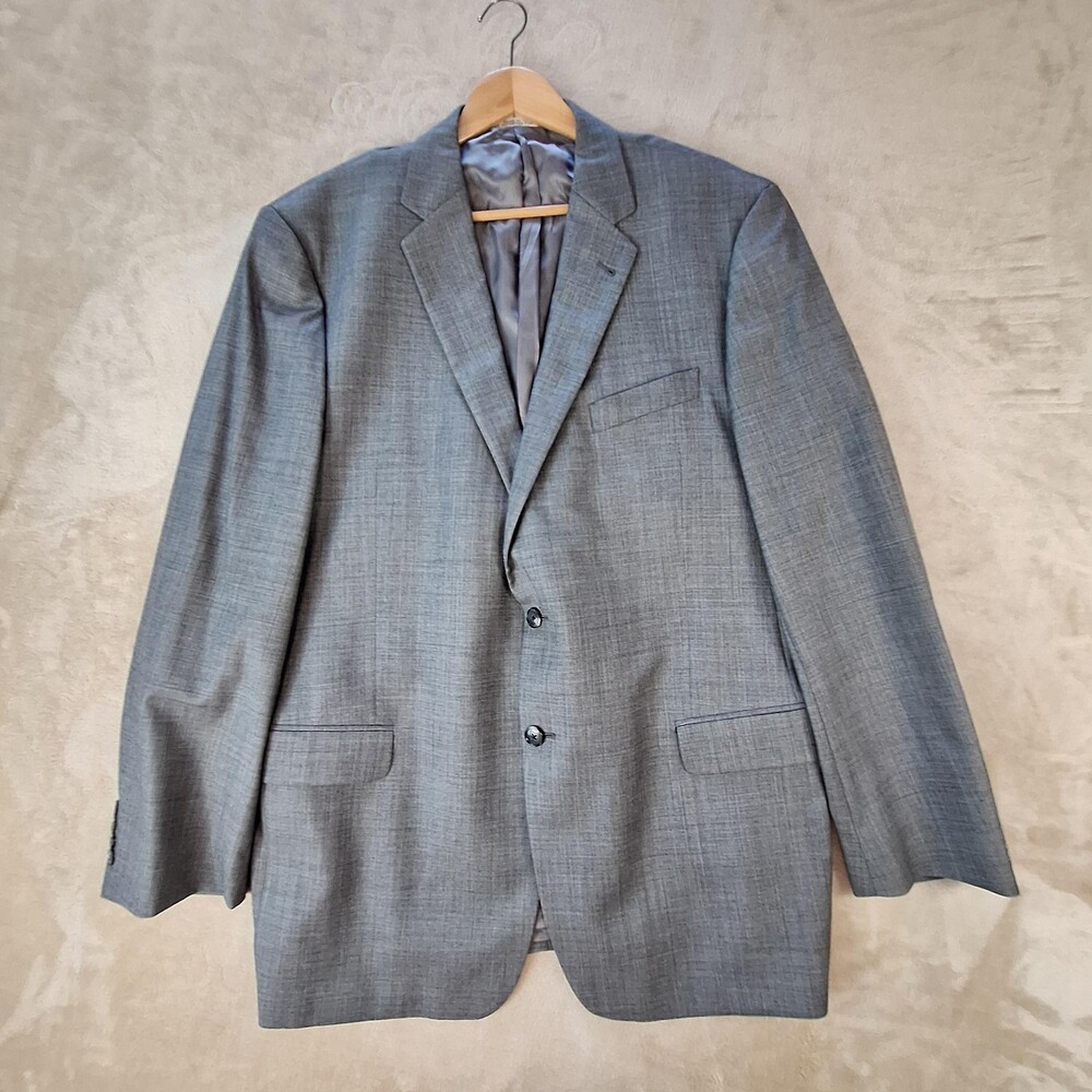 Joseph Abboud Suit Jacket Mens 46 Long Gray Wool Double Vent 2 Btn Super 120s